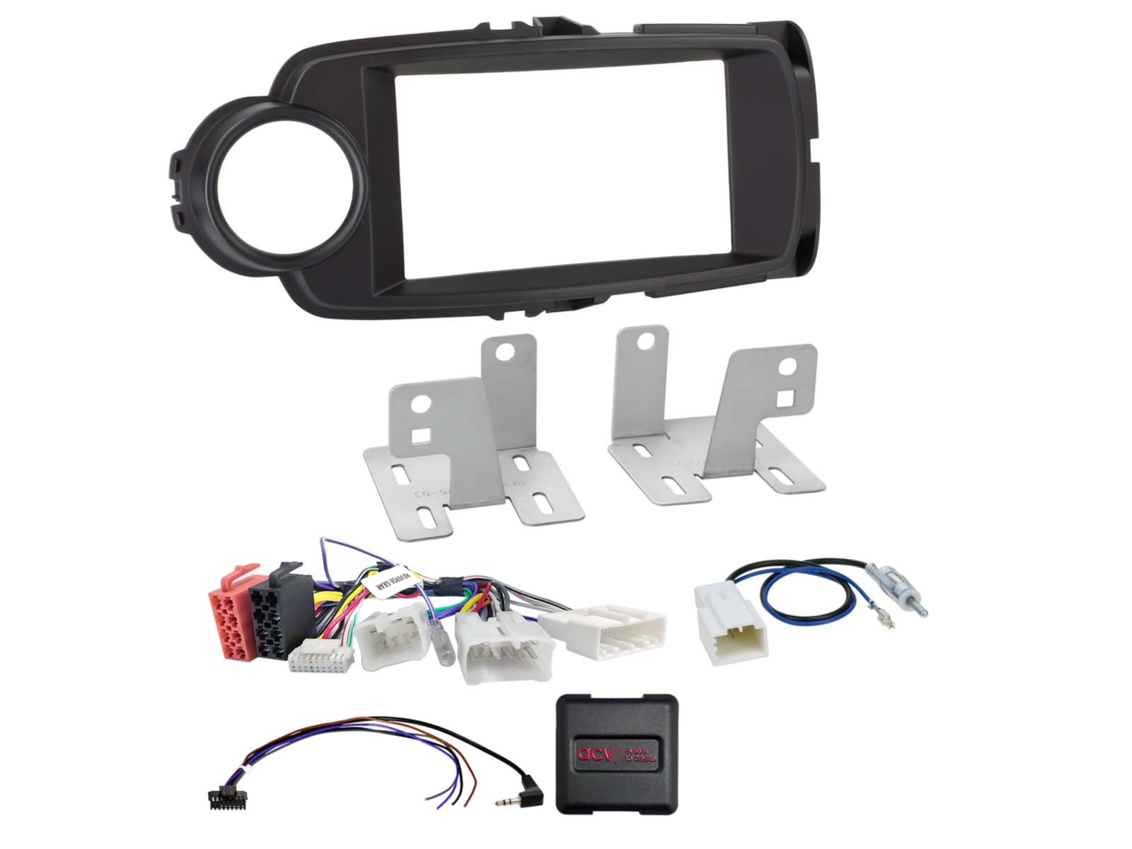 Kit Montage Écran 2-DIN Toyota Yaris XP13 pour Remplacer Autoradio d'Origine avec SWC