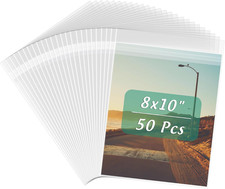 Frametory 8X10 Inches Acid-Free Plastic Sleeves Clear Storage Bags, 50 Pcs Self