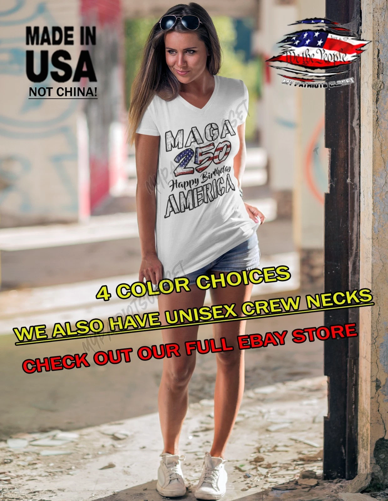 MAGA 250 Happy 250th Birthday America T-shirt, DJT signature Womans V-neck