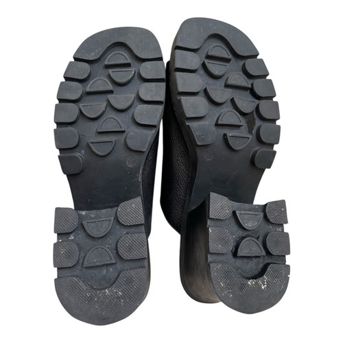MIA Y2K Chunky Mules Open Toe Sandals Size 9.5 Black Leather - Picture 8 of 12