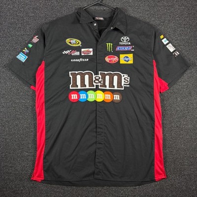 Chase Authentics Kyle Busch M&Ms NASCAR Racing Shirt Mens XL Black Red Pit Crew