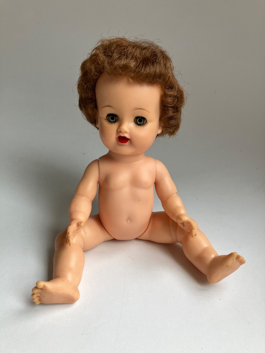 Vintage Ideal Betsy Wetsy Baby Doll Rooted Brown Curly Hair 13