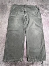 Carhartt B151 MOS Duck Canvas Carpenter Pants Moss Green Distressed Size 40x30