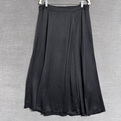 Paris Atelier & Other Stories 12 Black Viscose Satin Silky Midi 90s y2k Cocktail