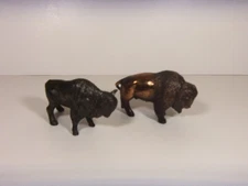 2 VINTAGE CAST METAL BISON BUFFALO FIGURINES