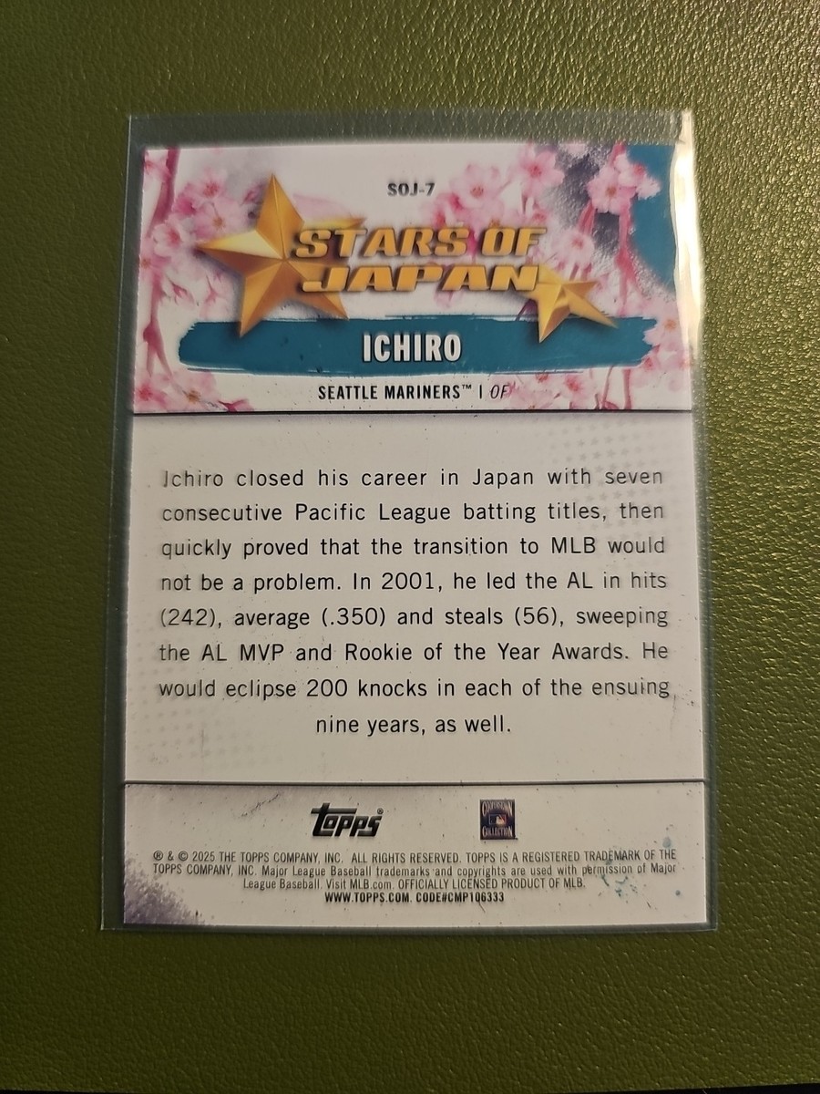 Ichiro 2025 Topps TOKYOSERIES サインカード（希少） 世界50枚限定 TOPPS 2025 Tokyo Series1 イチロー 直筆サイン