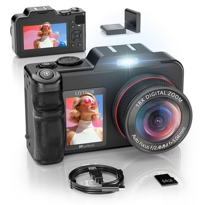 5K-Digital-Cameras for Photography: 2026 Upgrade 80MP 3.5''+2'' Dual Screen for...