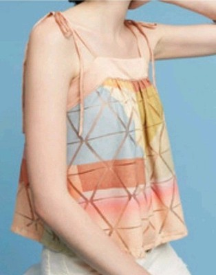  Anthropologie Akemi + Kin Women's Top Size M Geo Print Tie Shoulder Tank #H