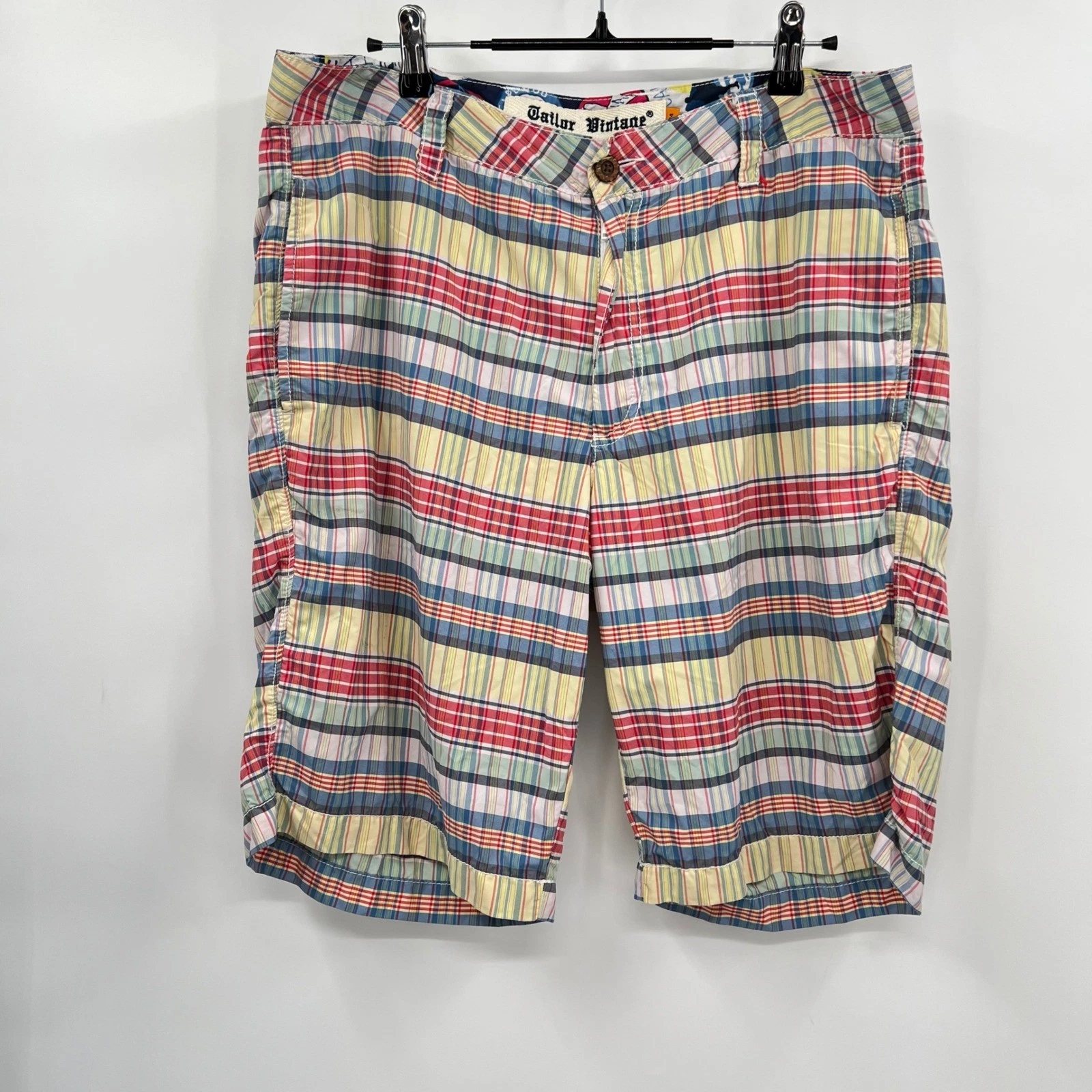Tailor Vintage 34 Plaid Shorts Mens Multicolor Nylon Quick Dry Madras Big Island