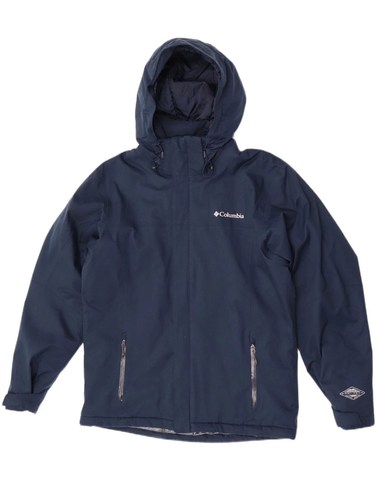 Columbia Mens Omni-Heat Hooded Windbreaker Jacket UK 38 Medium Navy Blue DT06