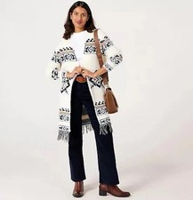 Izabel London Fringed Hem Folk Cardigan. Ivory. Size 20. BNWT. RRP  45.