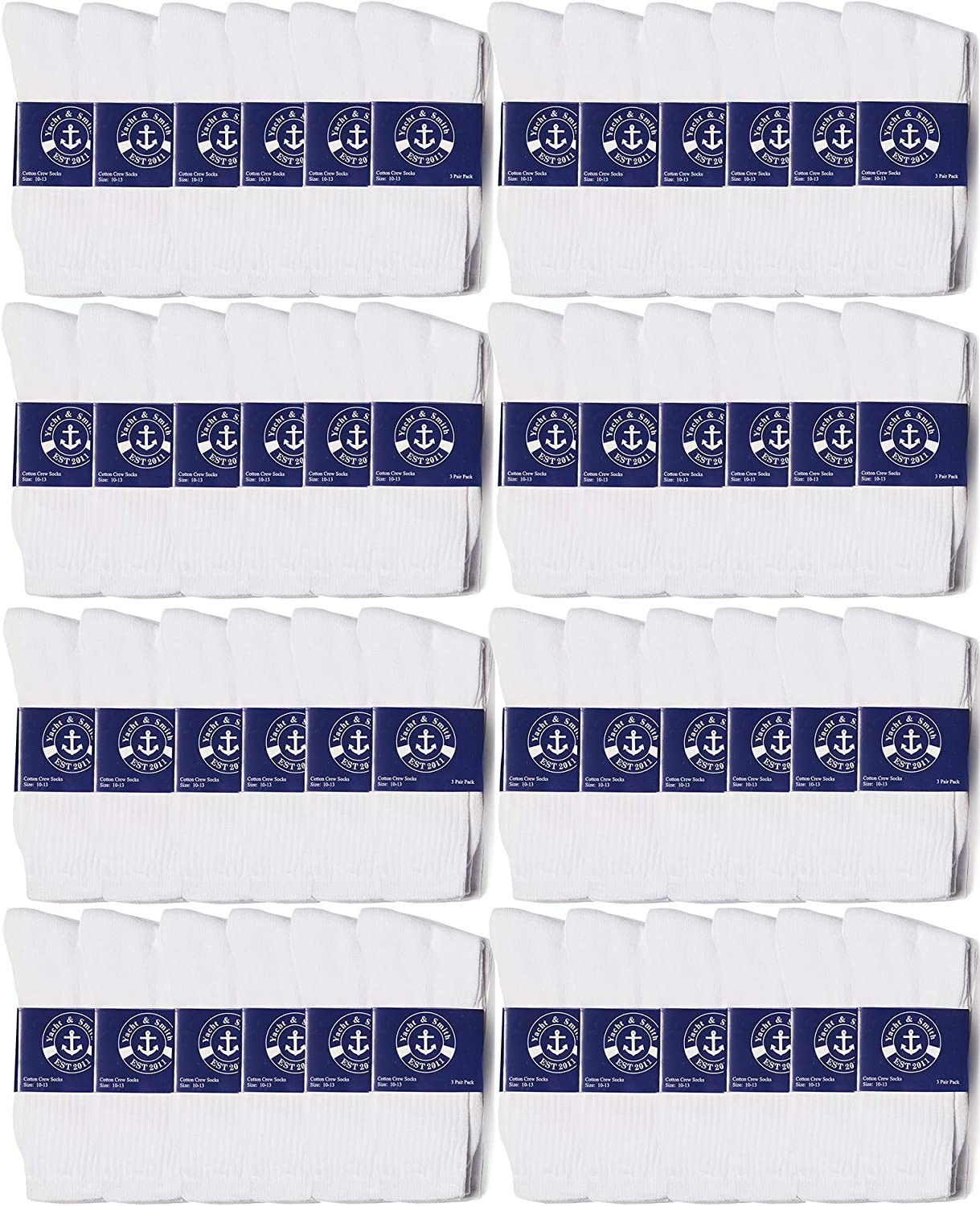 48 Pair Pack of Mens Lightweight Cotton Crew Socks Bulk, Hom