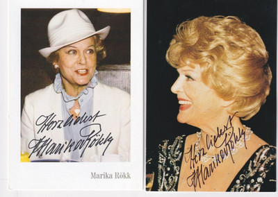 2 x MARIKA RÖKK    Autogramm Original Signiert AK ca. 15 x 10,5 cm