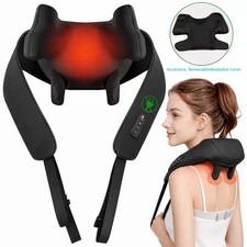 Cordless Neck Shoulder Massager with Heat 6D Deep Kneading Massage Pillow