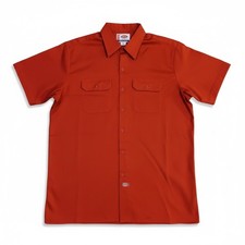 dickies mens rust red 1574 twill button down uniform work shirt sizes med-5xl