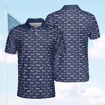 Americana Dog Polo Shirt Men Women Patriotic Animal Design