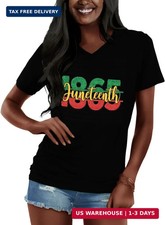 AOBUTE Womens Juneteenth Shirt V-Neck Short Sleeve Summer Tops