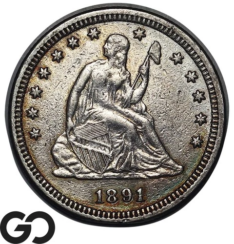 1891 Seated Liberty Quarter Choice AU++