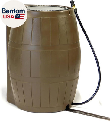 Raincatcher 4000 Rain Barrel, Flat-Back Rainwater Catcher with Spigots, 50 Gallo