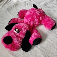 Dan Dee Jumbo Dog Plush 26" Hot Pink Fur Sewn Sad Tired Eyes Floppy Lays Flat