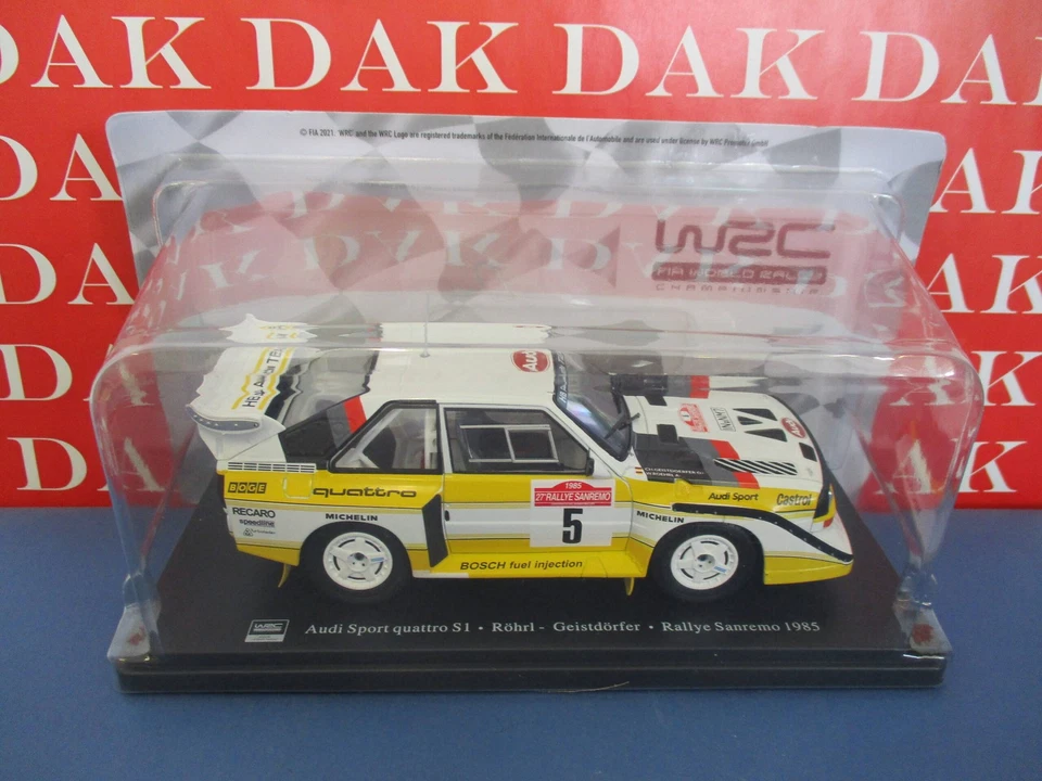 Die cast 1/24 Modellino Auto Audi Sport Quatto S1 Rally Sanremo 1985 W. Rohrl - Immagine 4 di 4