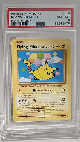 2016 Pokemon XY Evolutions Flying Pikachu #110 PSA 8 NM-MT