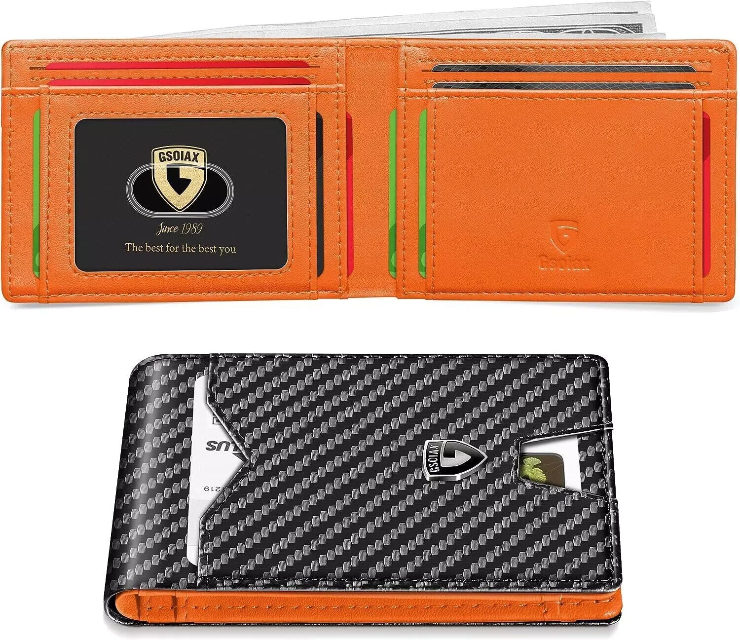 Billetera Hombre Carteras De Cuero Men Minimalista Delgadas Bloqueo Rfid Para