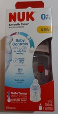 NUK Smooth Flow Anti Colic Baby Bottle 5oz Pink Tulip SafeTemp 0 months BPA free