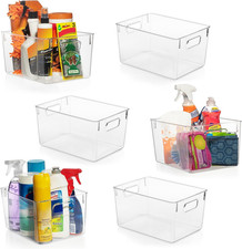 Clear Plastic Storage Bins Pantry Organizers Storage Containers, Cabinet Org