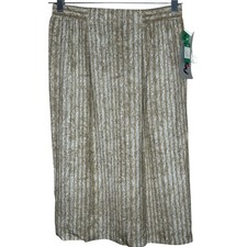 Jo Hardin VTG Midi Skirt Tan White Stripe Pockets Made in USA Women's 10 Cottage