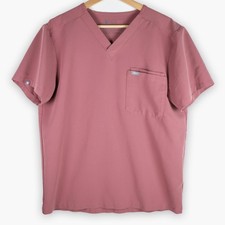 FIGS Leon Two-Pocket Scrub V-Neck Mauve Pink Women's M READ
