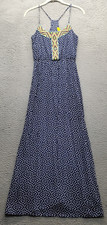 Dee Elle Maxi Dress Women Small Multi Geometric Spaghetti Strap Embroidered Neck