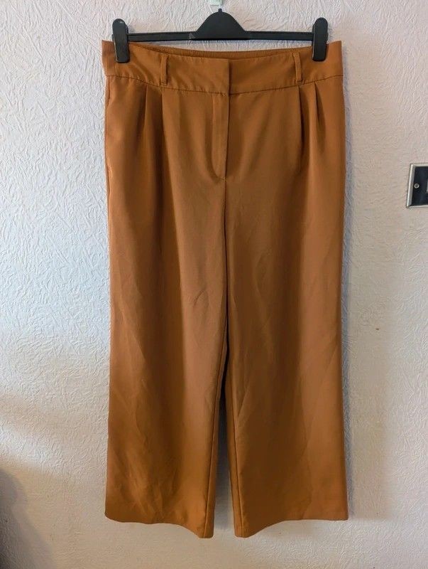 George Rust Brown Wide Leg Pleated Trousers UK 16 Tailored Smart Workwear image 2