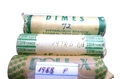 Roosevelt Dime Lot of 9 Rolls, 8 are BU, One may be AU