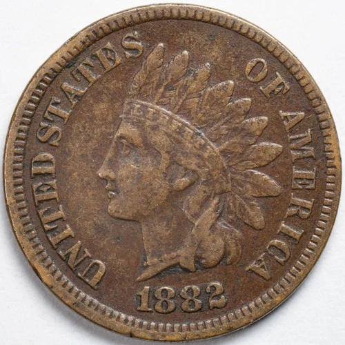 1882 Indian Head Penny Cent Very Fine (VF)