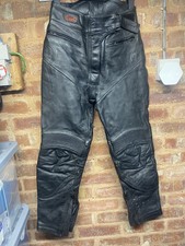 DYNAMIC LEATHERS BLACK COWHIDE BIKER TROUSERS SIZE 10