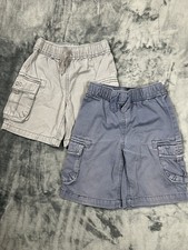 Hanna Andersson Boys Sz US 4 100 US 5 110 Lot Of 2 Cargo Shorts Blue/Grey