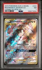 Carta Pokemon PSA 7 Reshiram & Zekrom GX 222/236 Eclissi Cosmica