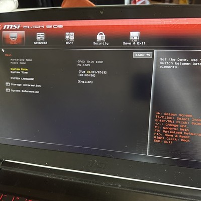 MSI Laptop GF63 Thin 10sc-222us-BB51050H8GXXDX10M NO HARDDRIVE