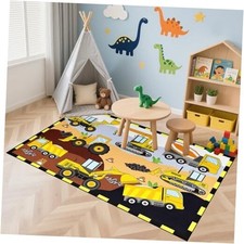 Construction Rugs for Boys Room 2x3 Feet, Play Rug for Cars and Trucks Car Mat
