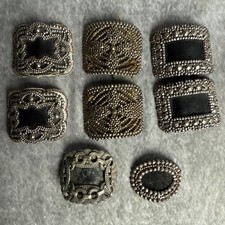 Antique  Vintage Lot Of 8 Shoe Buckets Boot Steel Cut Leather French