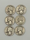 LOT OF 6 - 1944 Washington Quarters - Circulated 25c coins - 90% Silver