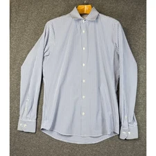 MIZZEN And MAIN Leeward Performance Blue Gingham Trim Fit Dress Shirt Men Size M