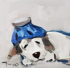 Jose Trujillo Art PRINT 16x16 Collectible Artist Painting Sick Puppy Portrait