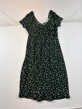 Kailani Women’s Green Floral Dress S Smocked Off Shoulder Midi Casual
