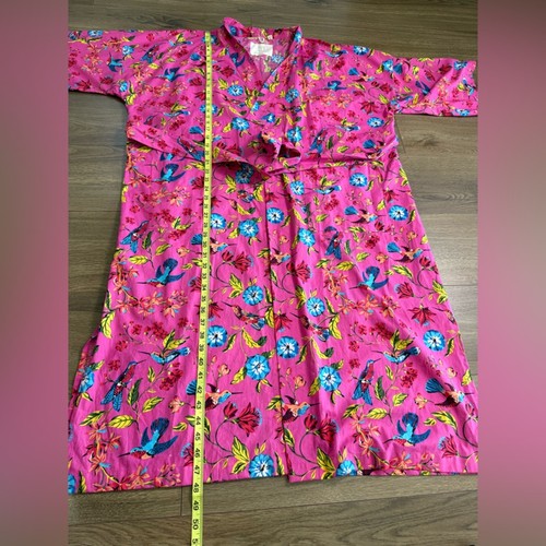Printfresh Pink Floral Hummingbird Haven Print Kimono Pajama Robe Size S/M - Picture 10 of 10