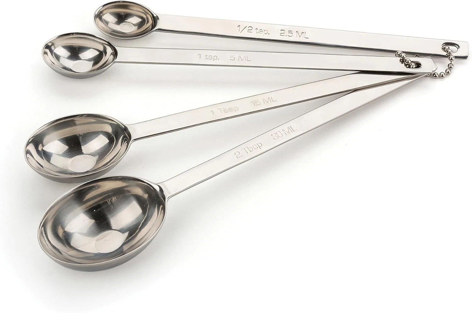 Measuring Spoons, Long, Stainless Steel