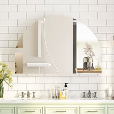 47x31Inch Arched Medicine Cabinet 3 Doors Bathroom Mirror Cabinet Wall-Mounted