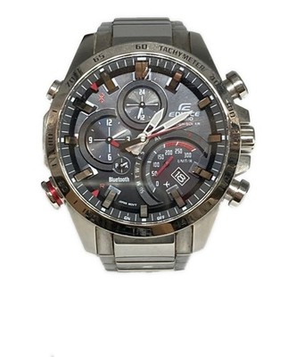 CASIO EDIFICE EQB-501 Tough Solar Watch Japan Silver Black Red Used No Box t36