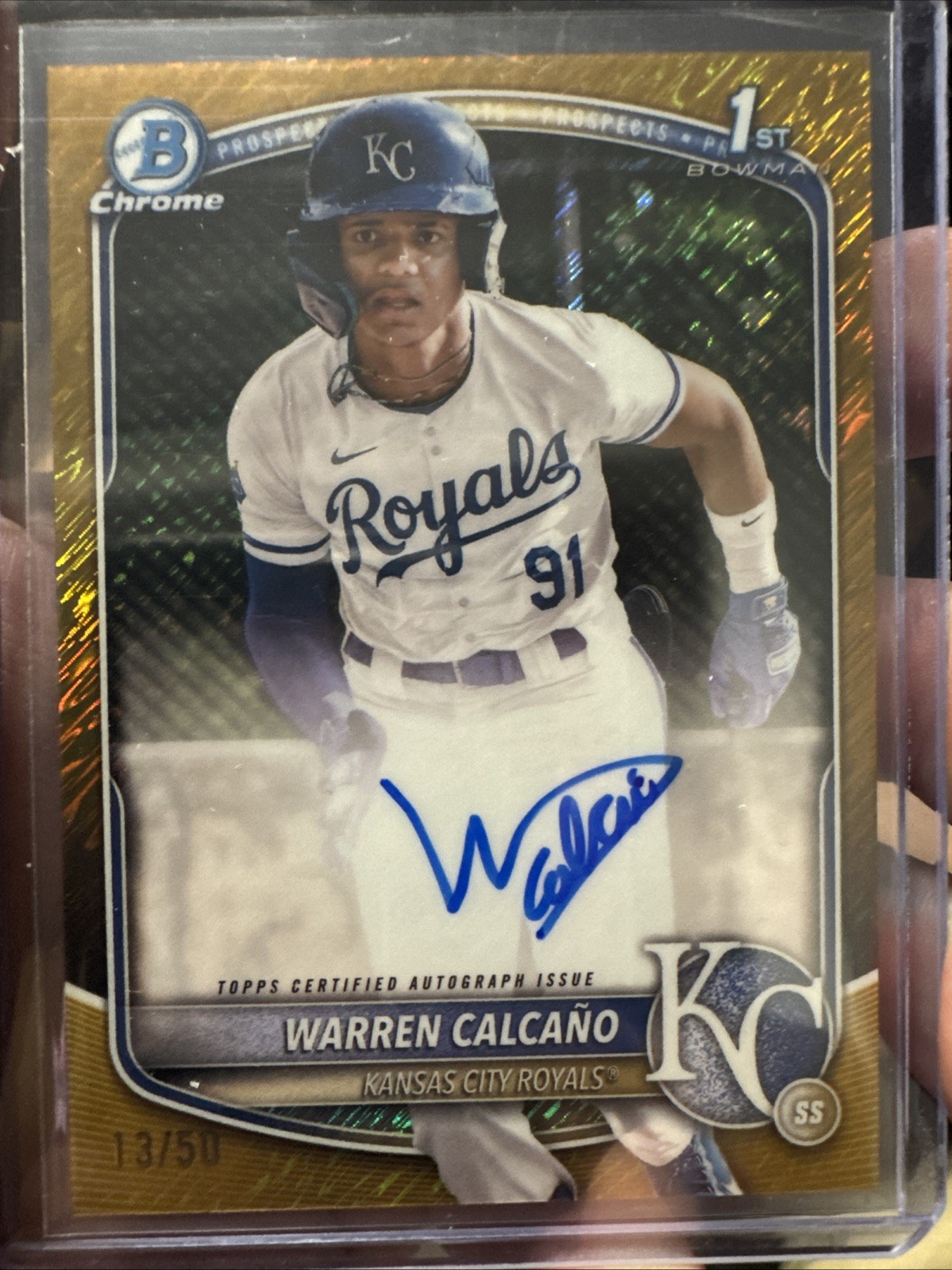 2025 Bowman Chrome Warren Calcano #CPA-WC 1st Bowman Auto Gold Shimmer /50